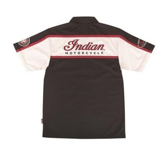 Indian Shirt Men's Color Block Shirt Short Sleeve - Black/Red/Antique White