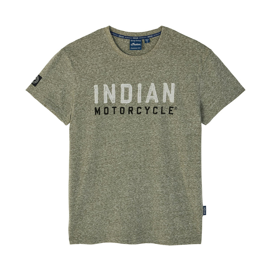 Men's Block Logo Marl T-Shirt, Green - Indian Motorcycle Jacket