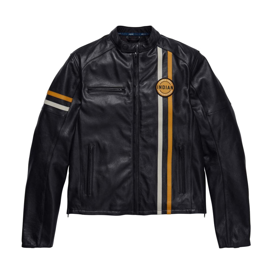 Men's Cafe Leather Jacket, Black - Indian Motorcycle Jacket