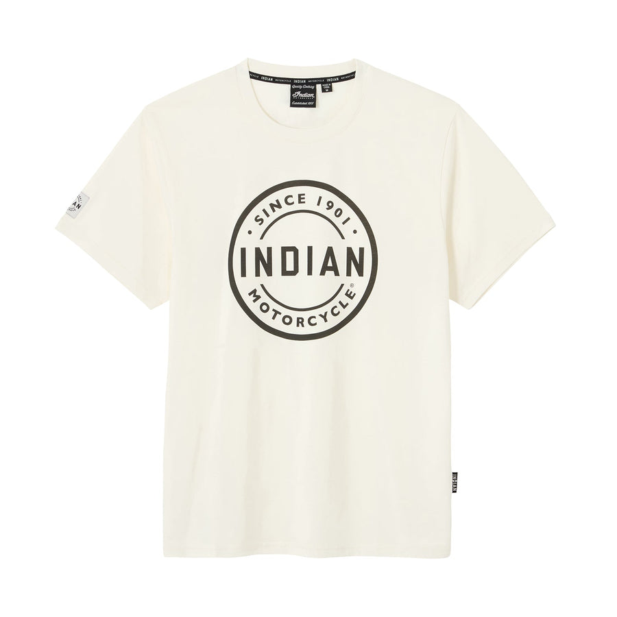 Men's Circle Block Logo T-Shirt, White - Indian Motorcycle Jacket