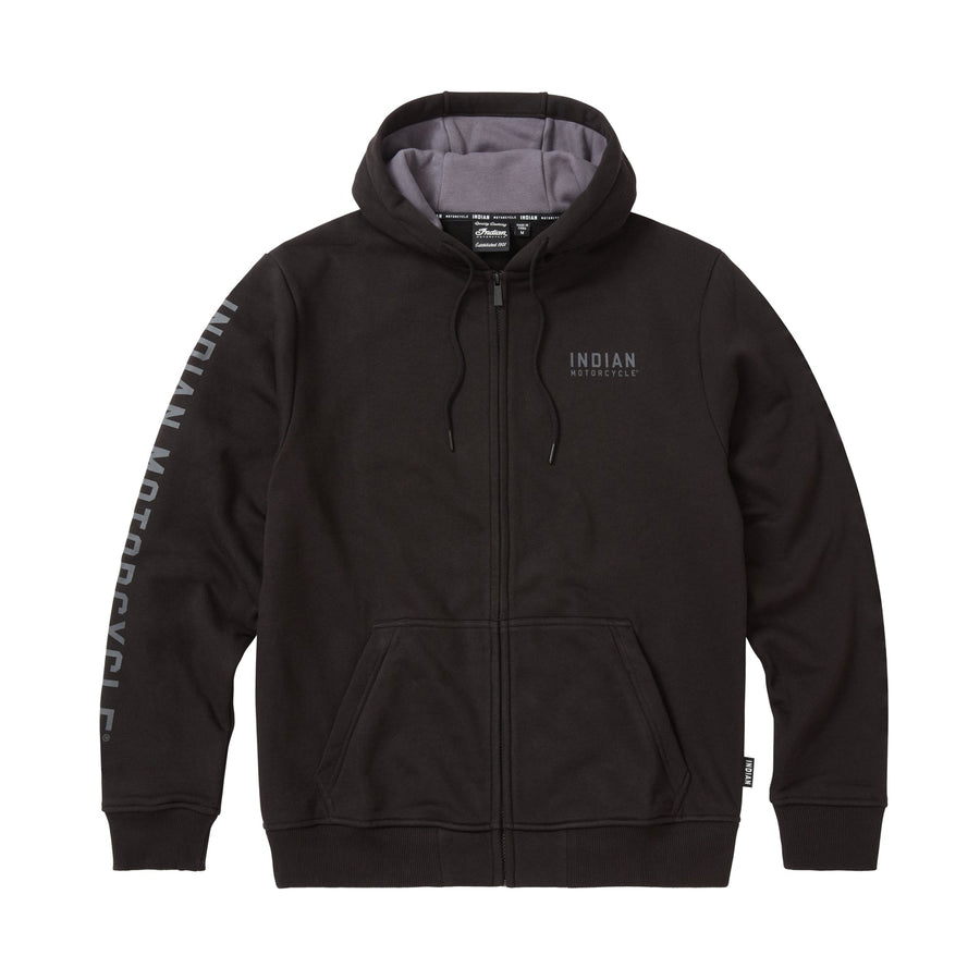 Men's Embroidered Hoodie, Black - Indian Motorcycle Jacket