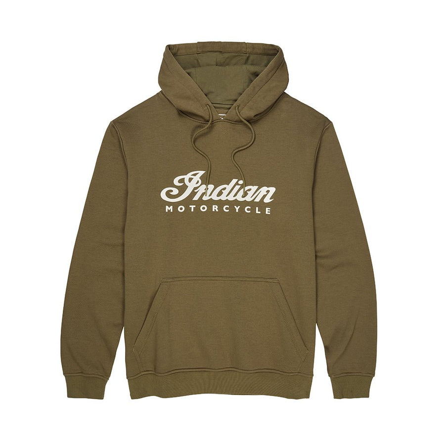 Men's Essential Script Logo Hoodie, Green - Indian Motorcycle Jacket