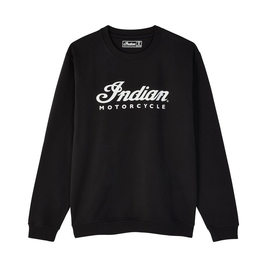 Men's Essential Script Logo Sweatshirt, Black - Indian Motorcycle Jacket
