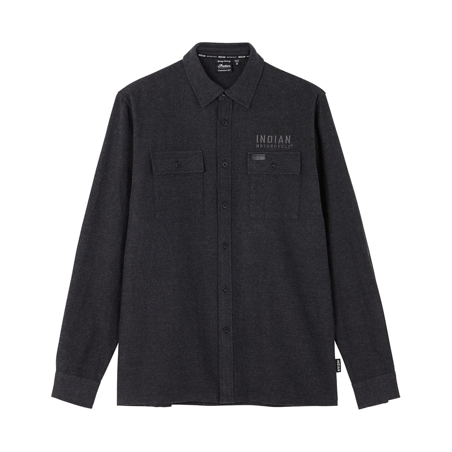 Men's Flannel Twill Shirt, Gray - Indian Motorcycle Jacket