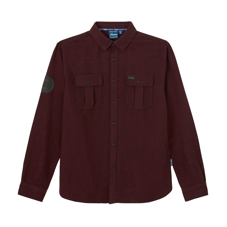 Men's Flannel Twill Shirt, Red - Indian Motorcycle Jacket