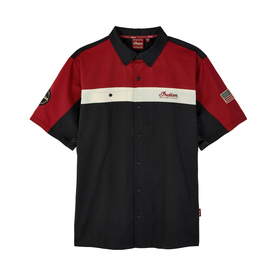 Men's Headdress Colorblock Shop Shirt, Red - Indian Motorcycle Jacket