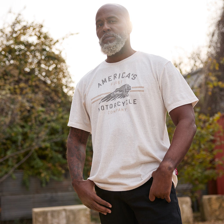 Men's Headdress Motorcycle T-shirt, Oatmeal