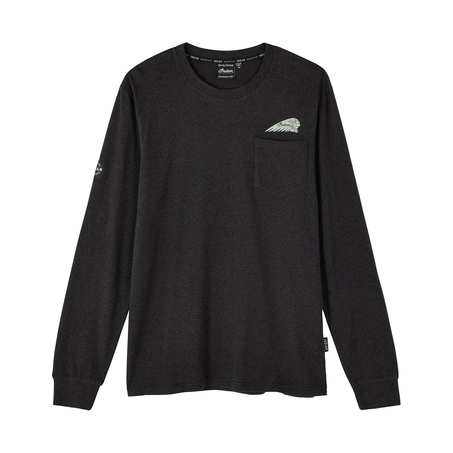 Men's IMC Icon Pocket Long Sleeve T-Shirt, Black - Indian Motorcycle Jacket