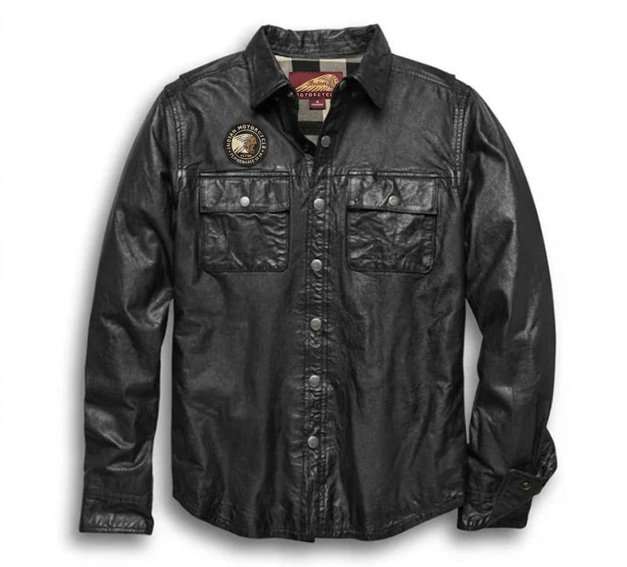 Men's Leather Shirt Jacket - Indian Motorcycle Jacket