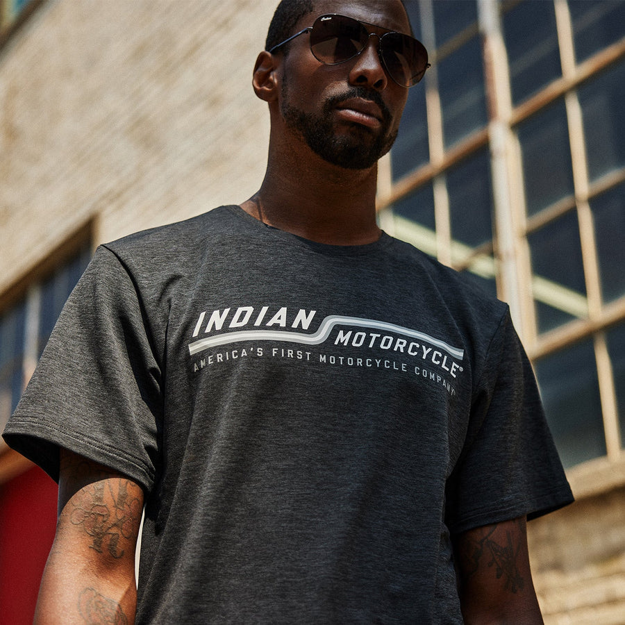 Men's Line Graphic Athlete T-Shirt, Black - Indian Motorcycle Jacket