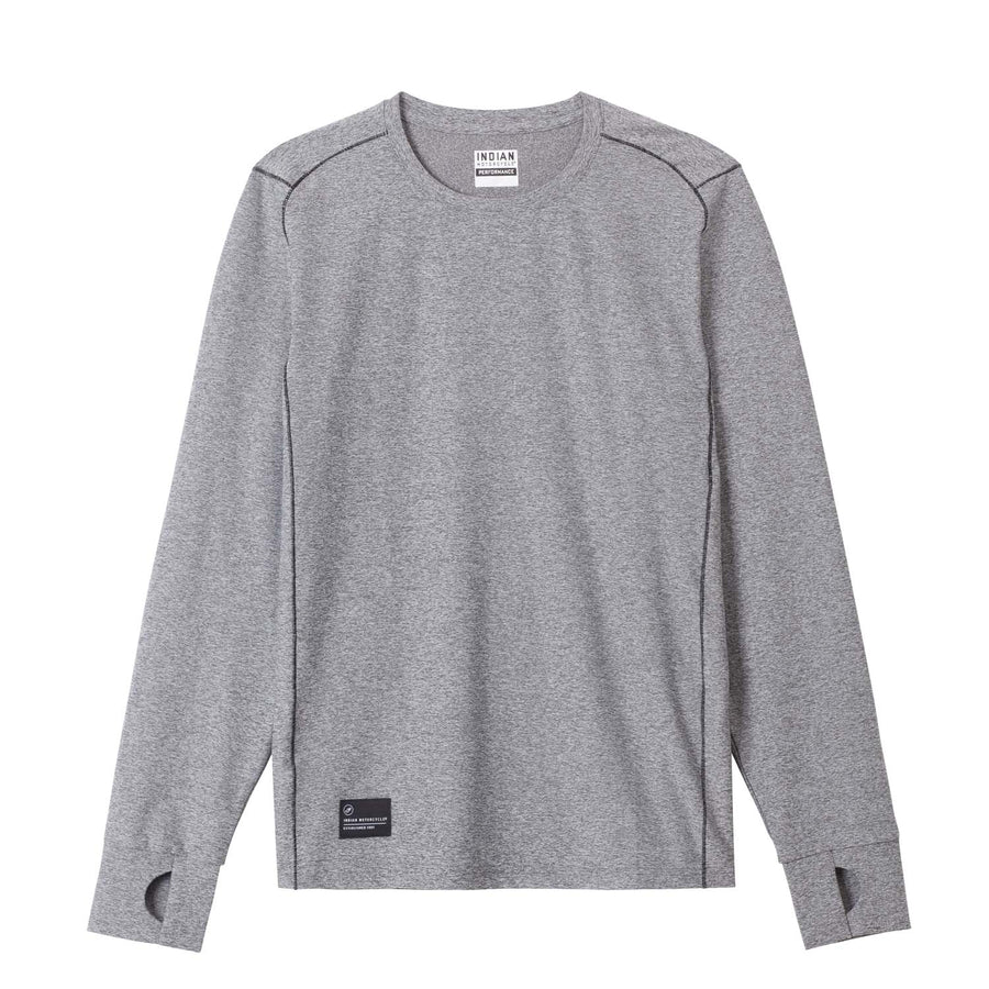 Men's Long Sleeve Thumbhole Athlete T-Shirt, Gray - Indian Motorcycle Jacket