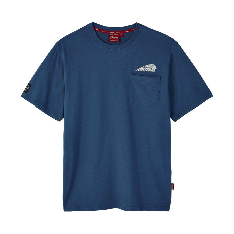 Men's Motor Oils Pocket T-Shirt, Blue - Indian Motorcycle Jacket