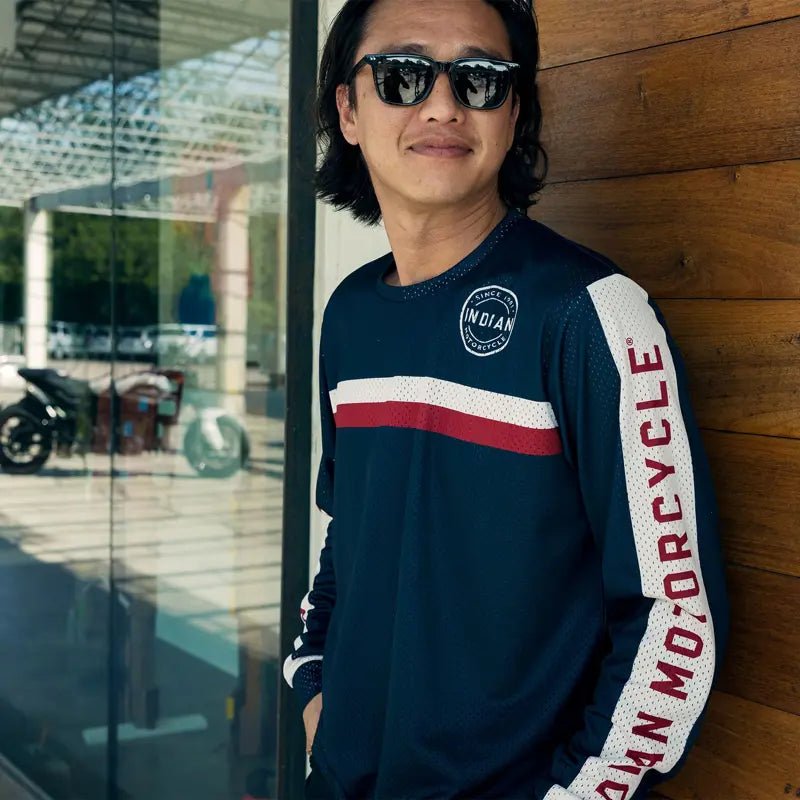 Men’s MX Chest Stripe T-Shirt, Navy - Indian Motorcycle Jacket