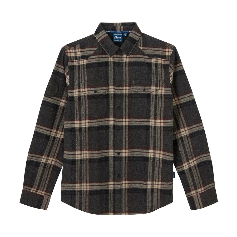 Men's Newark Plaid Shirt, Gray - Indian Motorcycle Jacket