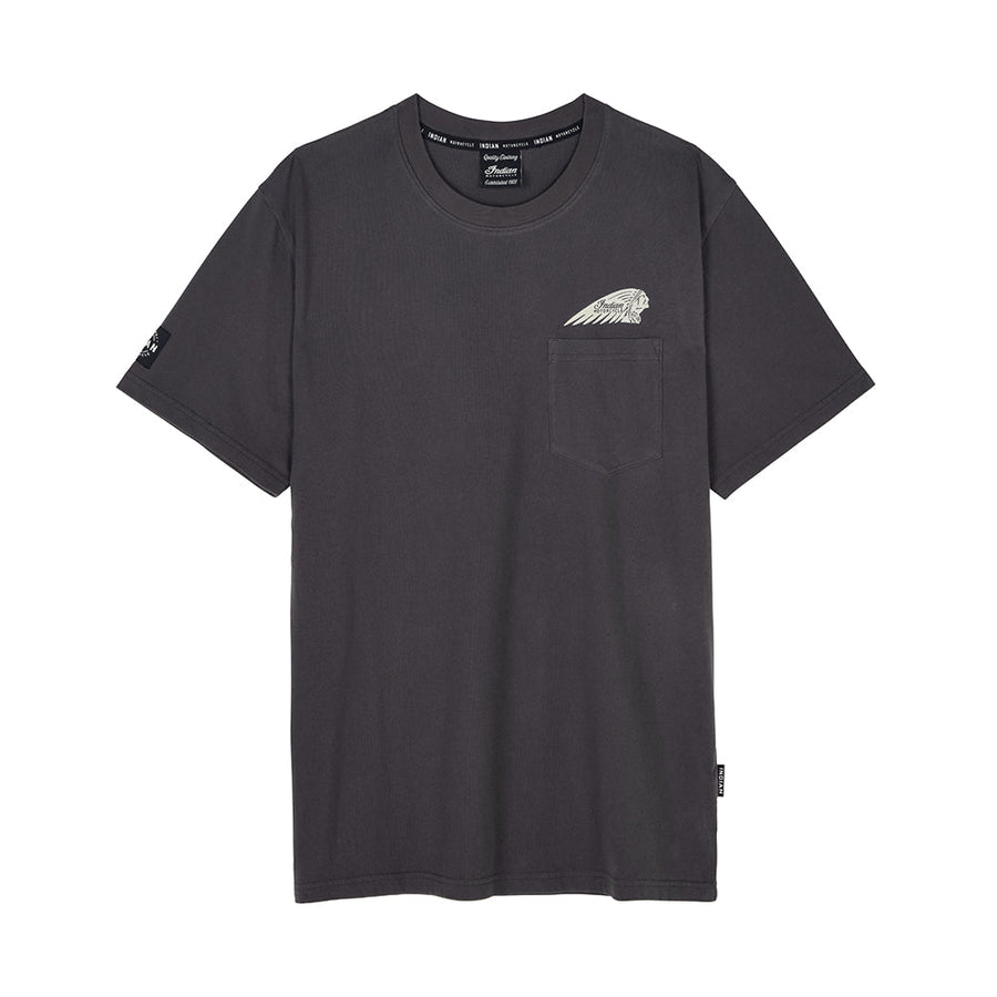 Men's Outline Block Pocket T-shirt, Gray - Indian Motorcycle Jacket