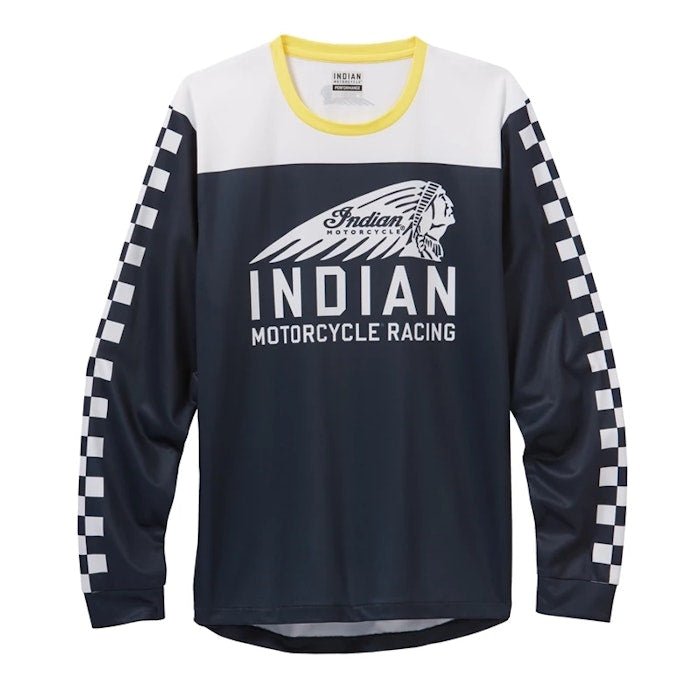 Men’s Racing Checkered Mx T-Shirt, Navy - Indian Motorcycle Jacket