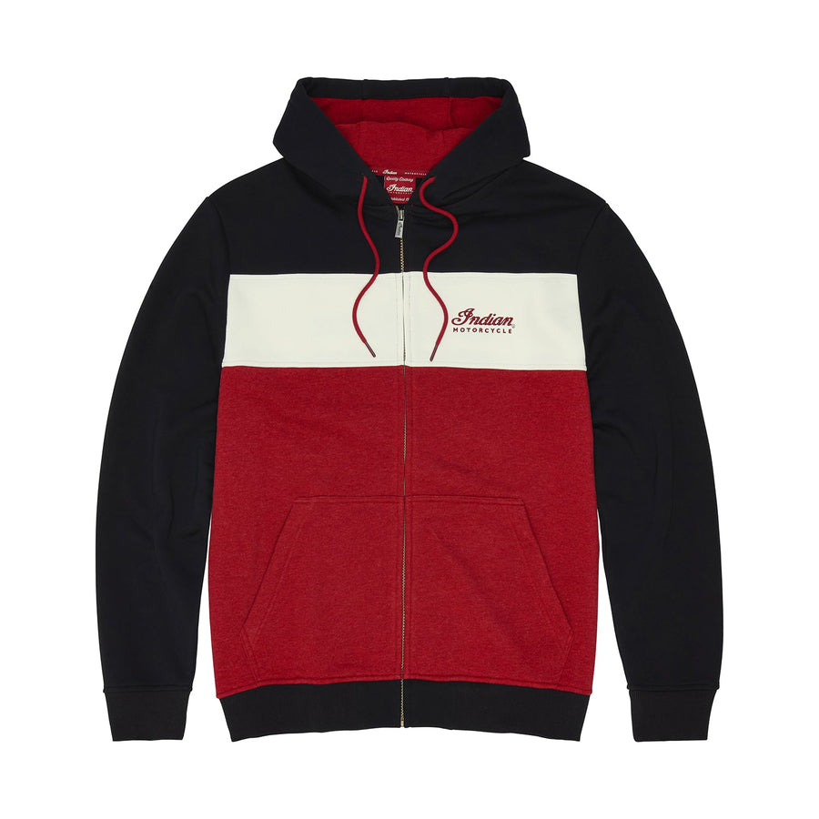 Men's Script Logo Colorblock Hoodie, Red - Indian Motorcycle Jacket