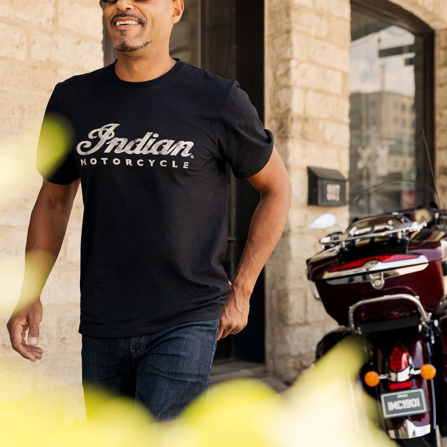 Men's Script Logo T-Shirt, Black - Indian Motorcycle Jacket