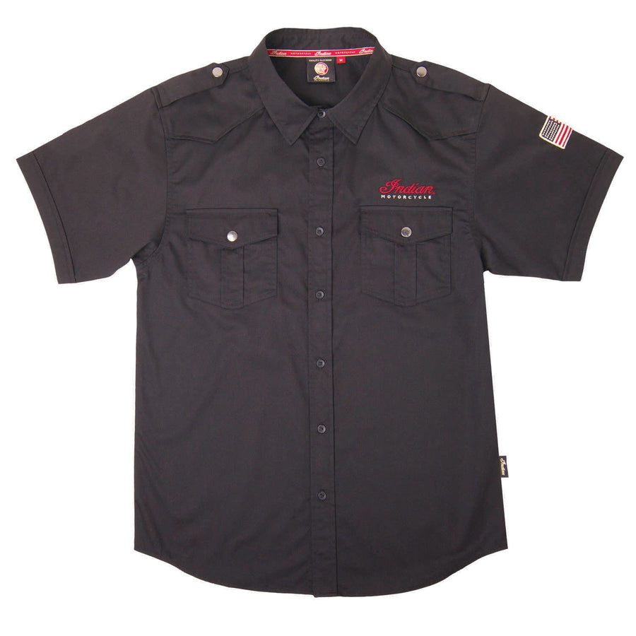 Men's Short-Sleeve Casual Shirt, Black - Indian Motorcycle Jacket