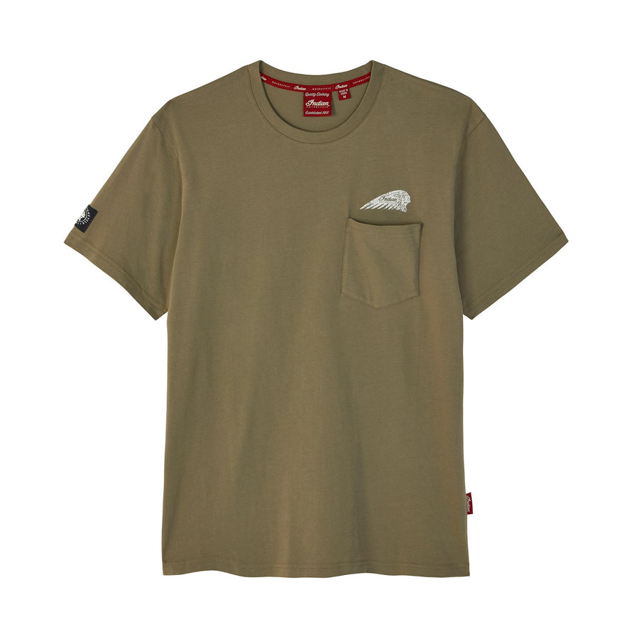 Men's Spirit Lake IA Pocket T-Shirt, Green - Indian Motorcycle Jacket