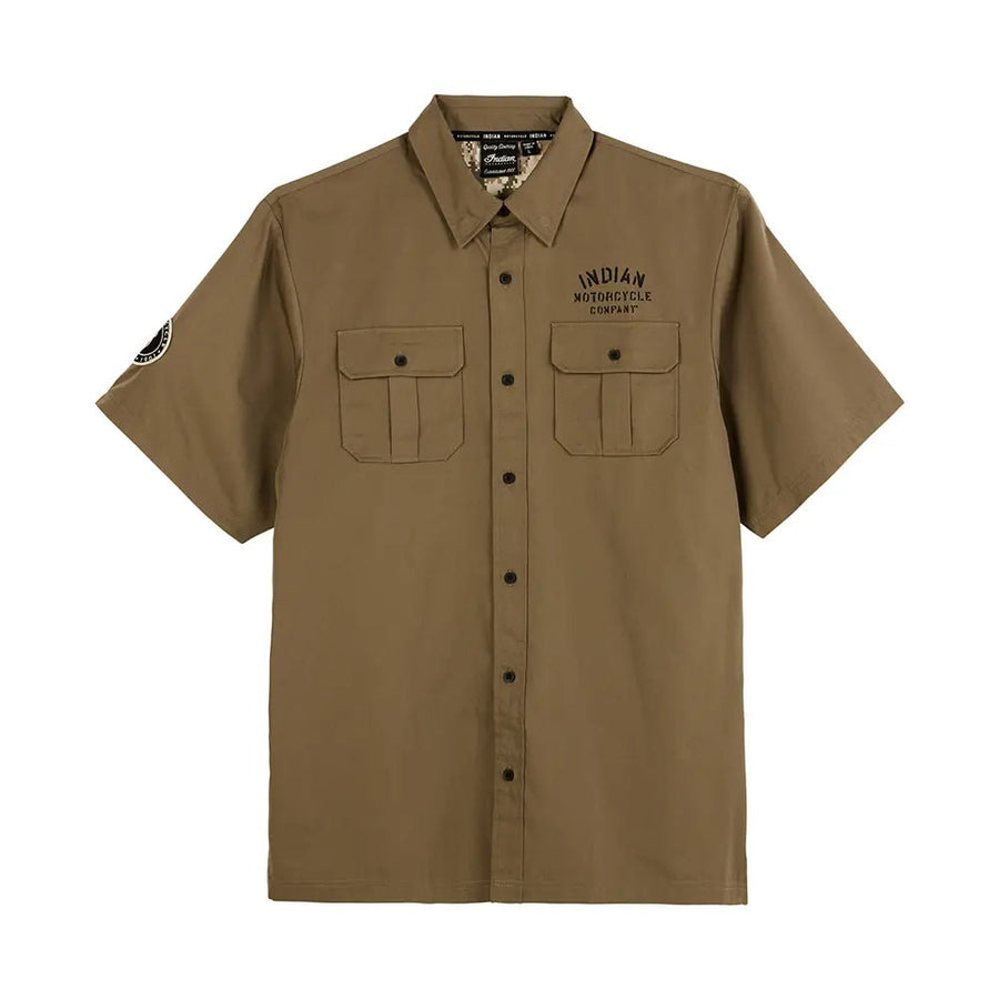 Men's Stencil Block Icon Shirt, Khaki - Indian Motorcycle Jacket