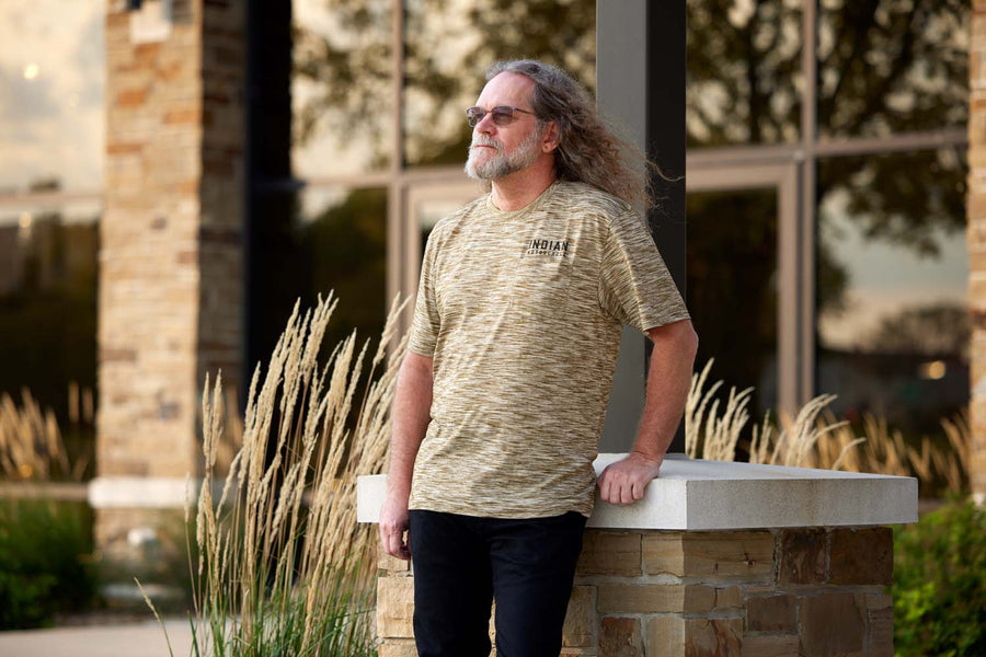Men's Stencil Block Icon T-Shirt, Khaki - Indian Motorcycle Jacket