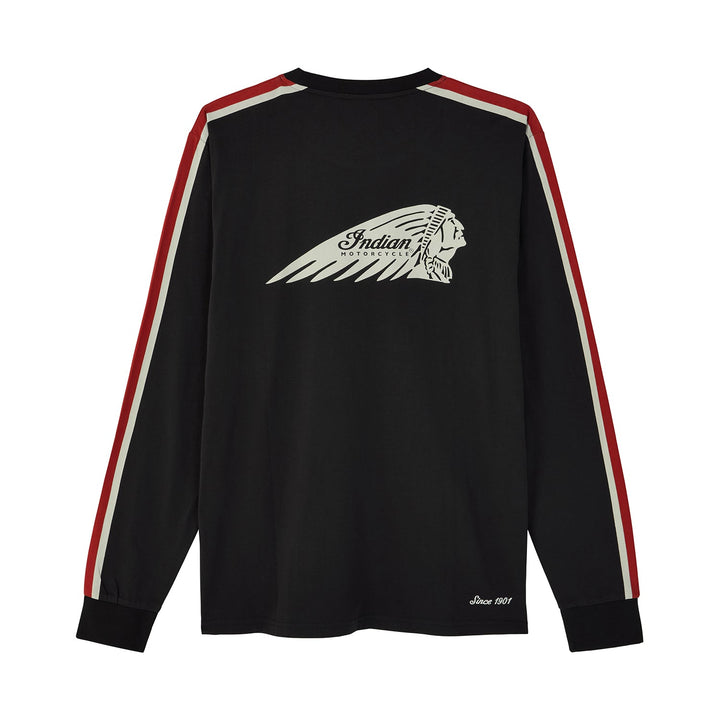 Men's Striped Sleeves Headdress Long Sleeve T-Shirt, Black