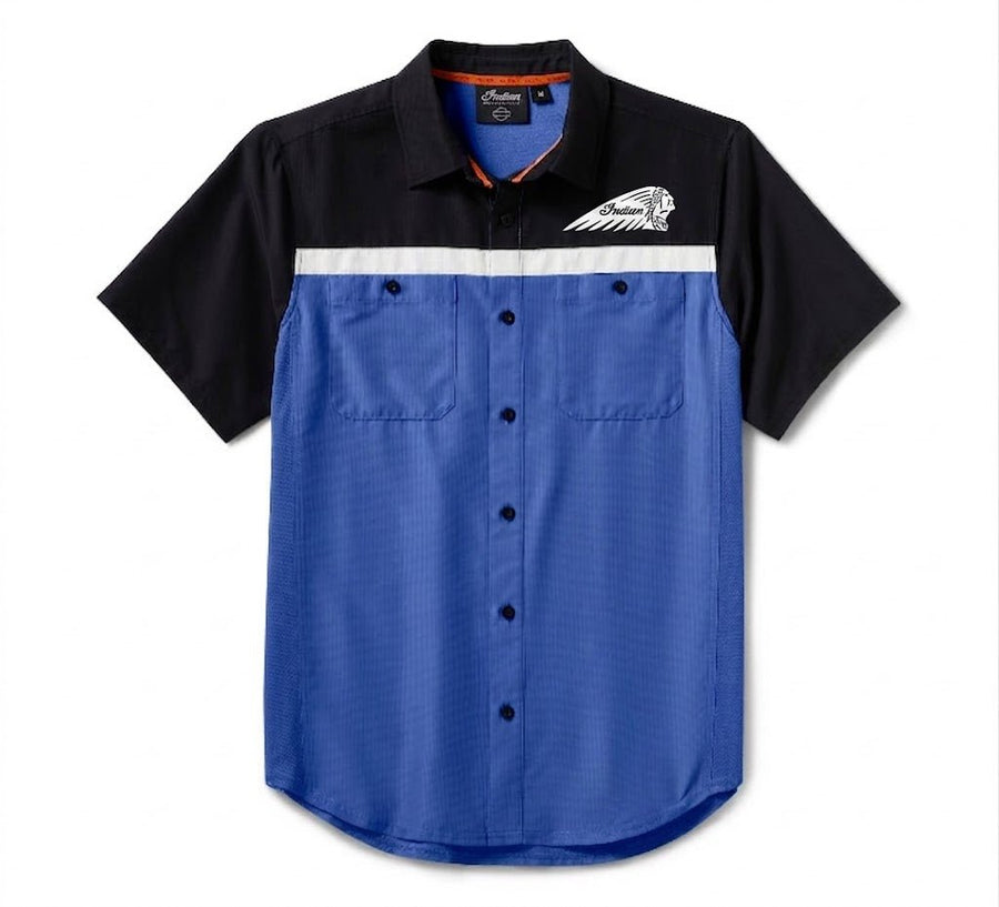 Men's TECH Vented Shirt - Colorblock - Nebulas Blue & Black - Indian Motorcycle Jacket