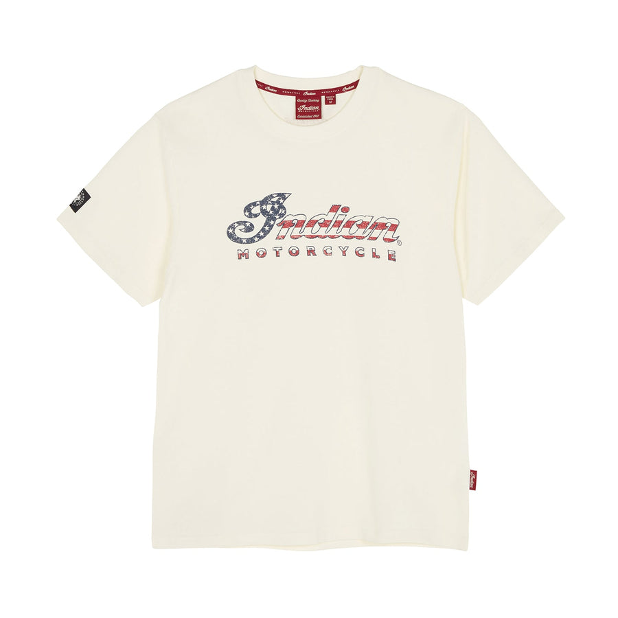 Men's USA Script Logo T-Shirt, White - Indian Motorcycle Jacket