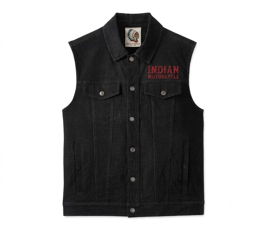 Men's Whiplash Denim Vest - Indian Motorcycle Jacket