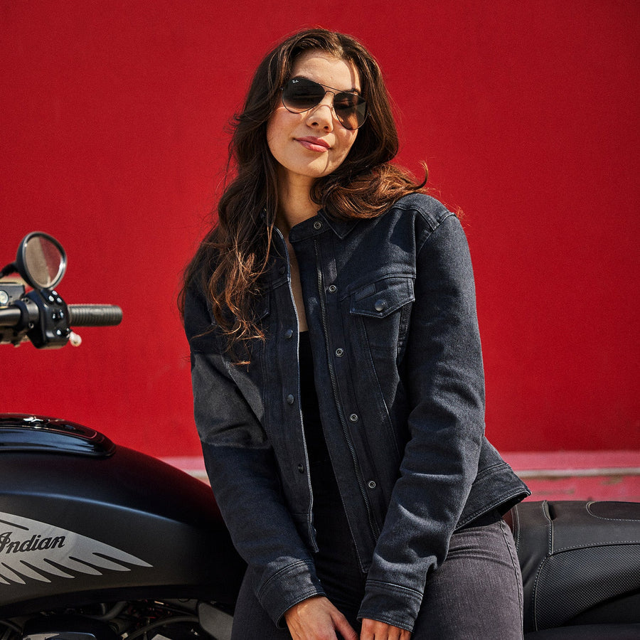 Women's Alex Denim Jacket, Black - Indian Motorcycle Jacket