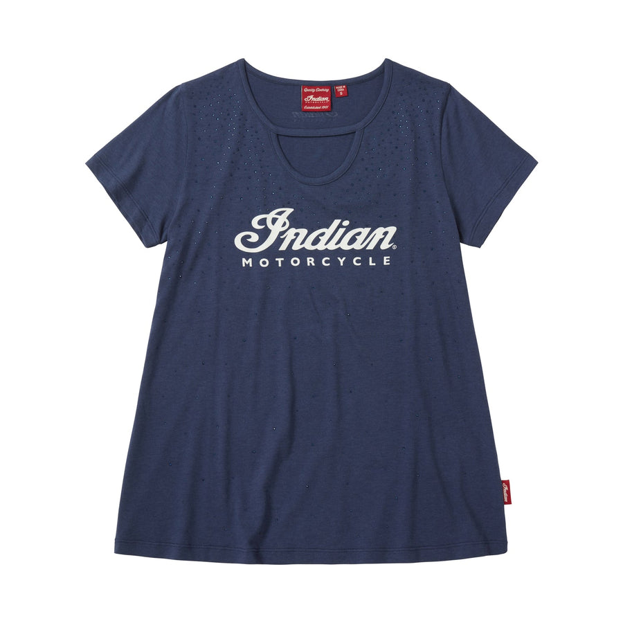 Women's All Over Stone T-Shirt, Navy - Indian Motorcycle Jacket