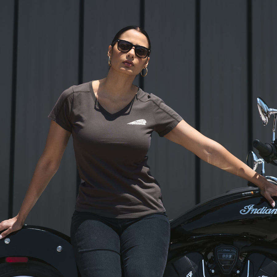 Women's Arched Block Logo T-Shirt, Green - Indian Motorcycle Jacket