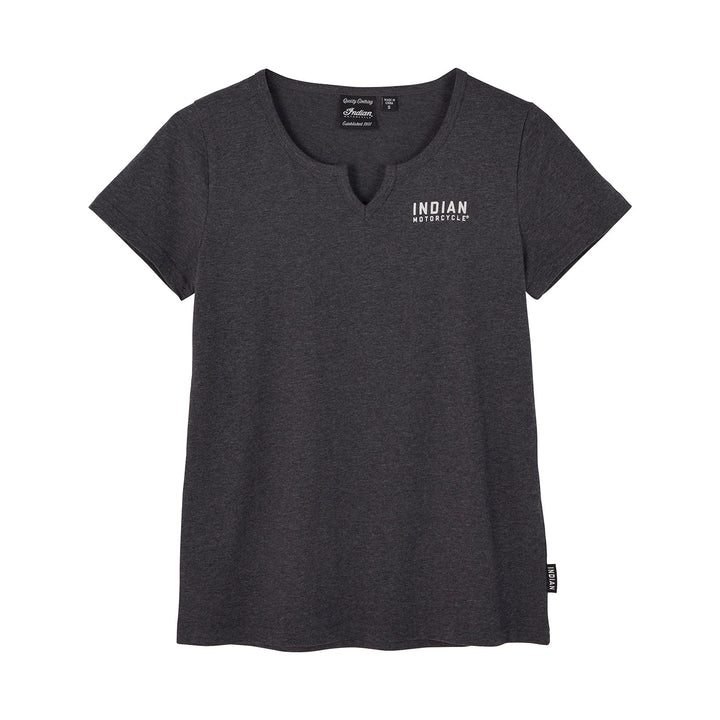 Women's Block Logo Notch Neck T-Shirt, Gray