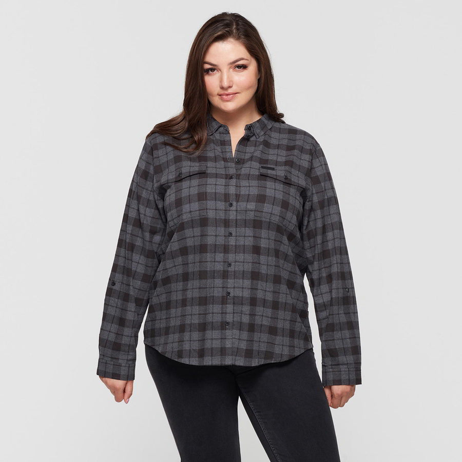 Women's Chicago Plaid Shirt, Black - Indian Motorcycle Jacket