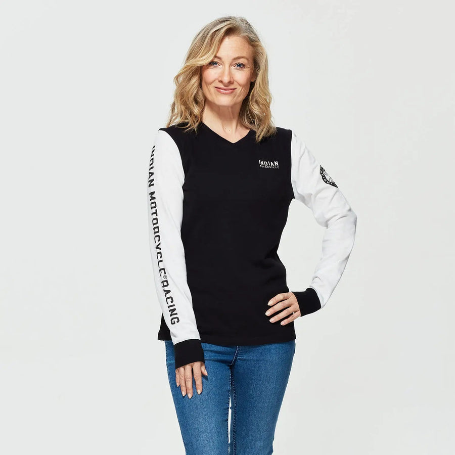 Women's Colorblock Racing T-Shirt, Black - Indian Motorcycle Jacket