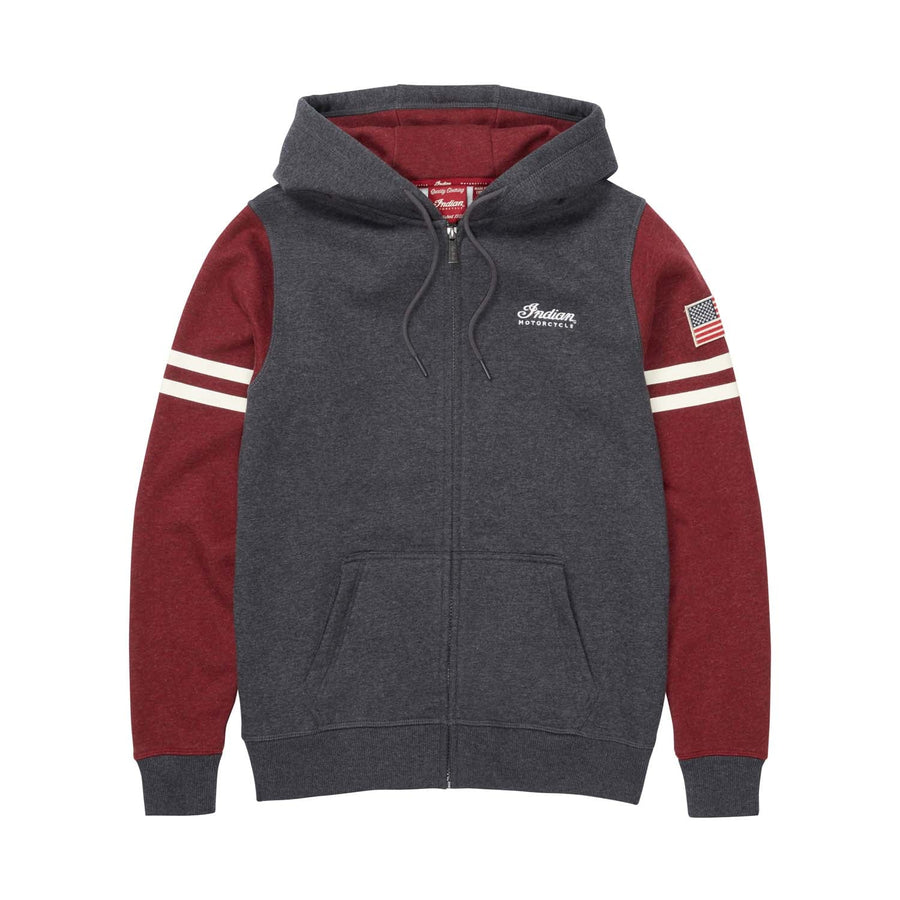 Women's Contrast Zip Thru Hoodie, Charcoal - Indian Motorcycle Jacket