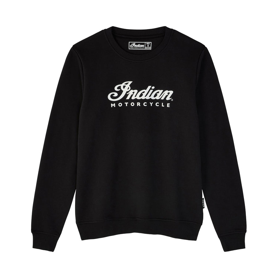 Women's Essential Script Logo Sweatshirt, Black - Indian Motorcycle Jacket