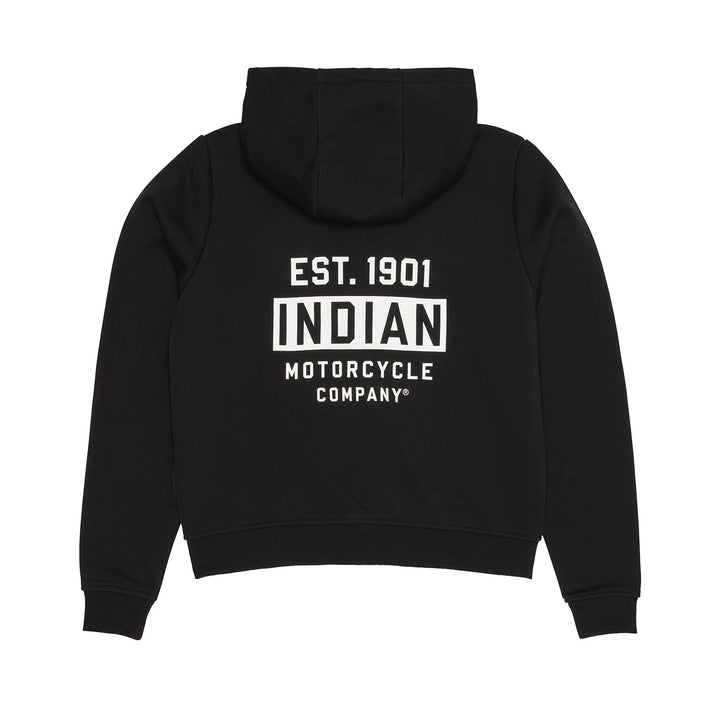 Women's Est 1901 Indian Motorcycle Cropped Hoodie, Black