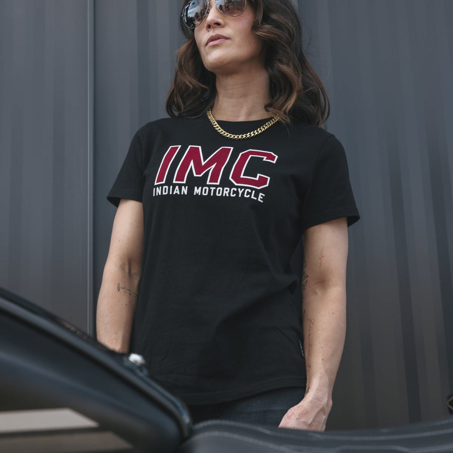 Women's IMC Printed Logo T-Shirt, Black - Indian Motorcycle Jacket