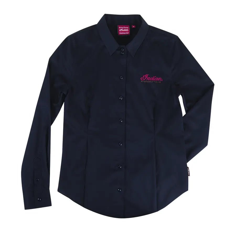 Women’s Long-Sleeve Button-Down Shirt, Black - Indian Motorcycle Jacket
