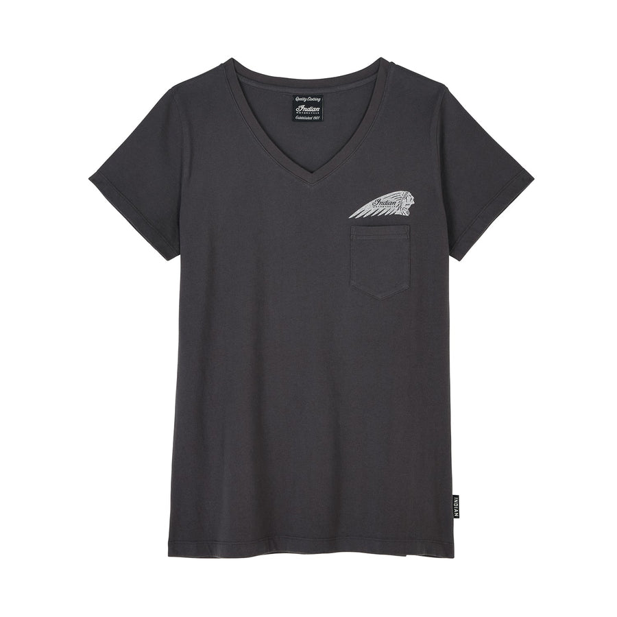 Women's Outline Block Pocket T-shirt, Gray - Indian Motorcycle Jacket