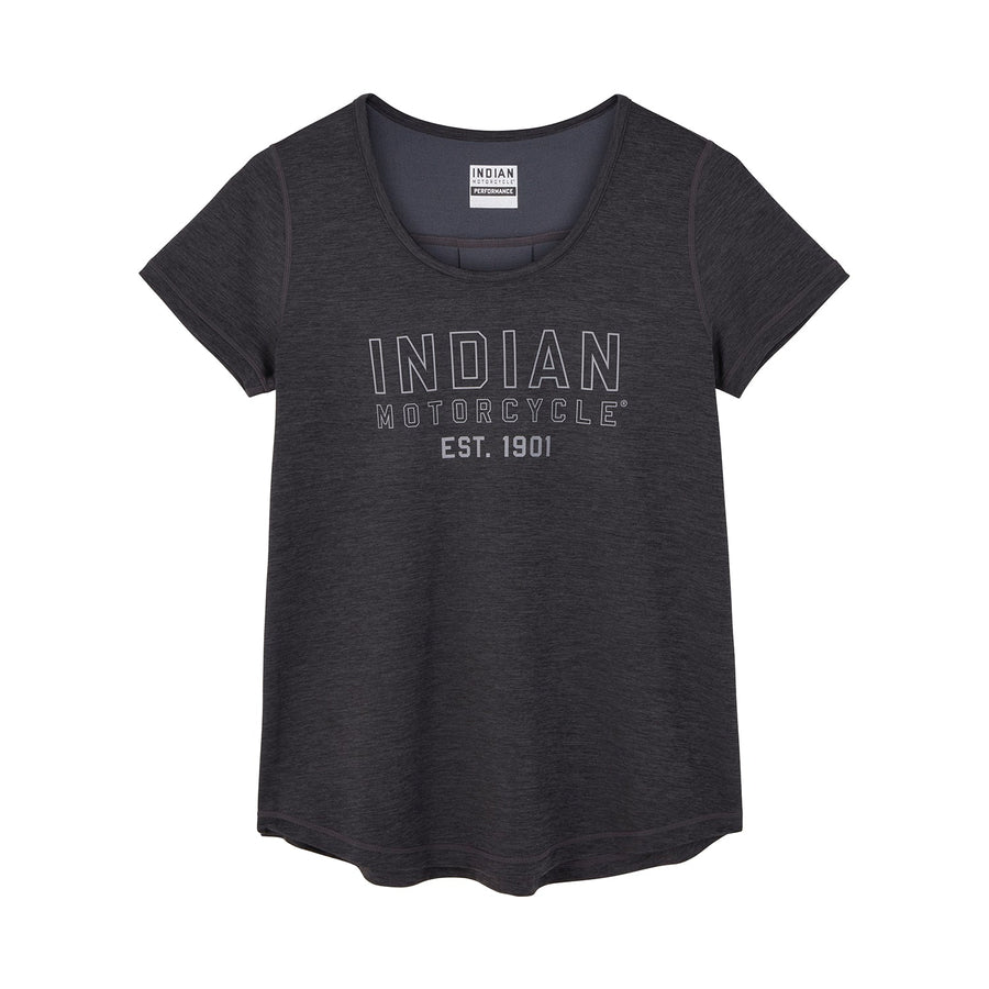 Women's Outline Logo Athlete T-Shirt, Gray - Indian Motorcycle Jacket