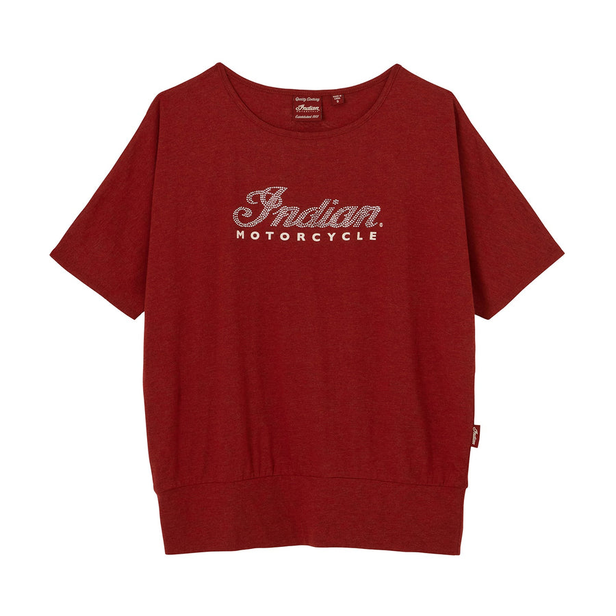 Women's Script Diamante Banded T-Shirt, Red - Indian Motorcycle Jacket