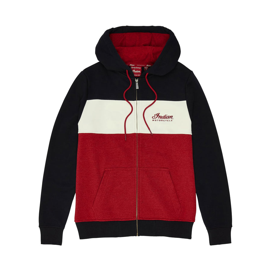 Women's Script Logo Colorblock Hoodie, Red - Indian Motorcycle Jacket