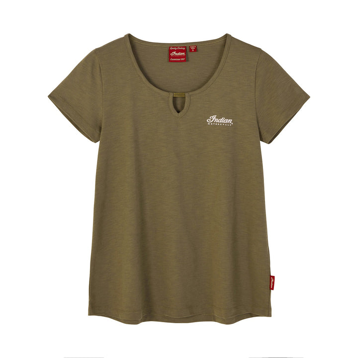 Women's Script Logo Keyhole T-Shirt, Green