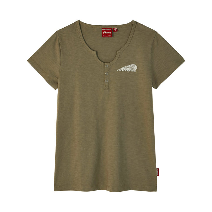 Women's Spirit Lake IA Henley T-Shirt, Green