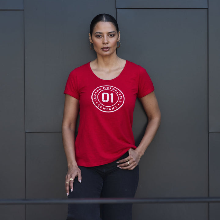 Women's Stamp Circle Logo T-Shirt, Red