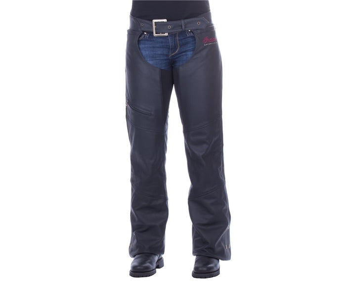 Women's Traditional Leather Chaps, Black