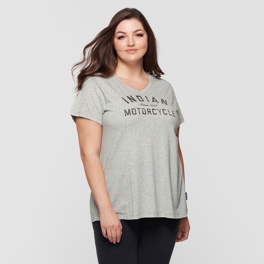 Women's V-Neck 1901 T-Shirt, Gray - Indian Motorcycle Jacket